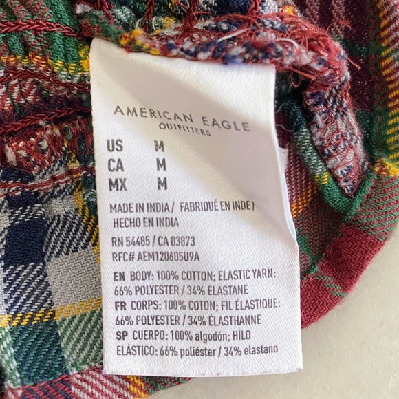 ❌SOLD❌ American Eagle Maroon Plaid Smocked Puff-Sleeve Blouse - Picture 7 of 9